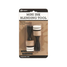 Load image into Gallery viewer, Ranger - Mini Ink Blending Tool - 1". RANGER-Mini Ink Blending Tool. Apply inks and other mediums to paper crafting projects mess-free. The mini blending foam attaches easily to the Mini Ink Blending Tool. This package contains two 3x1x1 inch mini blending tools and four 1 inch round foams. Imported. Available at Embellish Away located in Bowmanville Ontario Canada.
