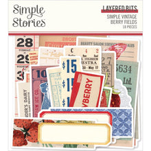 Load image into Gallery viewer, Simple Stories - Bits &amp; Pieces Die-Cuts - 18/Pkg - Simple Vintage Berry Fields - Layered. Die-Cuts are a great addition to scrapbook pages, greeting cards and more! The perfect embellishment for all your paper crafting needs! Available at Embellish Away located in Bowmanville Ontario Canada.
