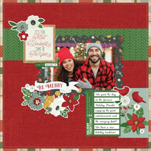 Load image into Gallery viewer, Simple Stories - Collection Kit 12"X12" - Hearth &amp; Holiday. 12 sheets of double-sided 12x12 Designer Cardstock including cut apart Journal, Tags and Element Sheets 12x12 Cardstock Sticker Sheet with 82 stickers; 94 pieces. Available at Embellish Away located in Bowmanville Ontario Canada. Layout by brand ambassador.
