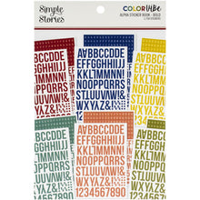 Load image into Gallery viewer, Simple Stories - Color Vibe Alpha Sticker Book 12/Sheets - Bold - 1758/Pkg. The perfect addition to your scrapbooks, cards and more! This package contains 12 5.5x8.25 inch sheets with 1,758 stickers total. Acid and lignin free. Imported. Available at Embellish Away located in Bowmanville Ontario Canada. 
