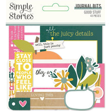 Cargar imagen en el visor de la galería, Simple Stories - Good Stuff - Bits &amp; Pieces Die-Cuts - 43/Pkg - Journal. Die-Cuts are a great addition to scrapbook pages, greeting cards and more! The perfect embellishment for all your paper crafting needs! Package contains Simple Stories Journal Bits, 43 coordinating die-cuts. Imported. Available at Embellish Away located in Bowmanville Ontario Canada.
