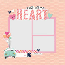 Cargar imagen en el visor de la galería, Simple Stories - Simple Pages Page Pieces - With All My Heart - Happy Hearts. This package includes 18 Large Die Cut Cardstock Pieces. Available at Embellish Away located in Bowmanville Ontario Canada. Left Page Example
