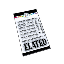 Charger l'image dans la galerie, Catherine Pooler - Sentiments Stamp Set - So Very Elated. The news is great...share in their excitement with the So Very Elated 3x4 Sentiments Stamp Set. Available at Embellish Away located in Bowmanville Ontario Canada.
