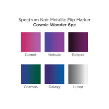 Charger l'image dans la galerie, Spectrum Noir - Metallic-Flip Markers - 6/Pkg - Cosmic Wonder. Create stunning iridescent designs with colors that flip and change as they catch the light! These special metallic markers produce a range of shimmering hues for varied effects on light or dark paper. Perfect for writing, lettering, doodling, embellishing and more! This set is six assorted colors. Imported. Available at Embellish Away located in Bowmanville Ontario Canada.
