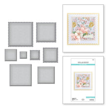 Load image into Gallery viewer, Spellbinders - Etched Dies By Becca Feeken - Postage Edge Squares. Postage Edge Squares Etched Dies are part of the Postage Edge Shapes Collection by Becca Feeken and has eight thin metal cutting dies. Available at Embellish Away located in Bowmanville Ontario Canada.
