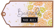 Load image into Gallery viewer, Studio Light - Cutting Die Urban Tag Essentials - 105x210x1mm 1 pc - nr.105. This set of cutting dies cuts 6 different sized nested tags and also includes hole reinforcers. These handy tags are a great addition to cards and scrapbook layouts.  Size: 4.1" x 8.3 inches. Available at Embellish Away located in Bowmanville Ontario Canada. Tag design by brand ambassador.
