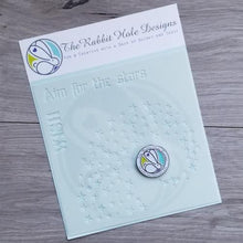 Load image into Gallery viewer, The Rabbit Hole Designs - 6x6 Stencil - Aim for the Stars. The Rabbit Hole Designs is proud to bring you our Made in the U.S.A 6x6 Stencils that will soon become an essential in your paper crafting and mixed media projects. You can paint, spray, mist, spritz, airbrush, sponge, doodle, mask, and so more! Try them out on card stock, canvas, cork, chipboard, acetate, and fabric.. Available at Embellish Away located in Bowmanville Ontario Canada.
