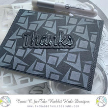 Cargar imagen en el visor de la galería, The Rabbit Hole Designs - 6x6 Stencil - Mid Century Modern #1. The Rabbit Hole Designs is proud to bring you our Made in the U.S.A 6x6 Stencils that will soon become an essential in your paper crafting and mixed media projects. You can paint, spray, mist, spritz, airbrush, sponge, doodle, mask, and so more! Available at Embellish Away located in Bowmanville Ontario Canada. Card design by Cami C.
