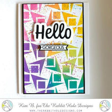 Cargar imagen en el visor de la galería, The Rabbit Hole Designs - 6x6 Stencil - Mid Century Modern #1. The Rabbit Hole Designs is proud to bring you our Made in the U.S.A 6x6 Stencils that will soon become an essential in your paper crafting and mixed media projects. You can paint, spray, mist, spritz, airbrush, sponge, doodle, mask, and so more! Available at Embellish Away located in Bowmanville Ontario Canada. Card design by Kim B.
