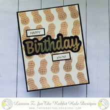 Cargar imagen en el visor de la galería, The Rabbit Hole Designs - Scripty Word Hot Foil Plate - Birthday. Create a stunning, letterpress feel to all your projects using our new hot foil dies! Designed to work in any standard hot foil system, be sure to follow the instructions in your manual for a standard hot foil plate. Made in the USA.  Coordinates with Birthday - Scripty 2x3 Stamp Set &amp; Birthday - Scripty Word with Shadow Dies. Available at Embellish Away located in Bowmanville Ontario Canada. Card design by Lauren Z.
