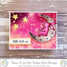 Charger l'image dans la galerie, The Rabbit Hole Designs - Stamp Set - 4x6 - Bunny Moon. Deeply etched, clear photopolymer stamps for precise placement. Made in the USA. Available at Embellish Away located in Bowmanville Ontario Canada. Card design by Renee E.
