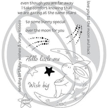 Charger l'image dans la galerie, The Rabbit Hole Designs - Stamp Set - 4x6 - Bunny Moon. Deeply etched, clear photopolymer stamps for precise placement. Made in the USA. Available at Embellish Away located in Bowmanville Ontario Canada.
