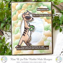 Charger l'image dans la galerie, The Rabbit Hole Designs - Stamp Set - Caffeinated - Meerkat - 3x4. Deeply etched, clear photopolymer stamps for precise placement. Made in USA. Available at Embellish Away located in Bowmanville Ontario Canada. Card design by Kim B.
