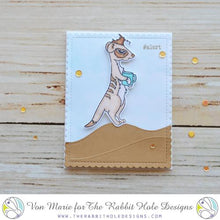 Charger l'image dans la galerie, The Rabbit Hole Designs - Stamp Set - Caffeinated - Meerkat - 3x4. Deeply etched, clear photopolymer stamps for precise placement. Made in USA. Available at Embellish Away located in Bowmanville Ontario Canada. Card design by Von Marie.
