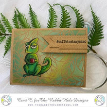 Load image into Gallery viewer, The Rabbit Hole Designs - Stamp Set - 3x4 - Chameleon. Deeply etched, clear photopolymer stamps for precise placement. Made in the USA. Available at Embellish Away located in Bowmanville Ontario Canada. Card design by Cami C.
