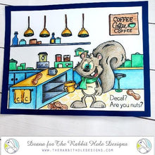 Cargar imagen en el visor de la galería, The Rabbit Hole Designs - Stamp Set 4x6 - Coffee Shop Background. Deeply etched, clear photopolymer stamps for precise placement. Featuring the artwork of Dustin Pike. Made in the USA. Available at Embellish Away located in Bowmanville Ontario Canada. Card design by Deana.
