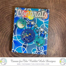 Cargar imagen en el visor de la galería, The Rabbit Hole Designs - Stamp Set - Congrats - Scripty - 3x4. Deeply etched, clear photopolymer stamps for precise placement. The word Congrats is sized so that it may be stamped onto the shadow layer from the coordinating dies (sold separately). Made in USA. Coordinates with Congrats - Scripty Word with Shadow Layer Dies. Available at Embellish Away located in Bowmanville Ontario Canada. Card design by Tanna.

