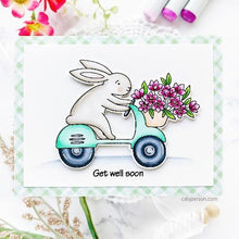 Charger l'image dans la galerie, The Rabbit Hole Designs - Die Set - Spring Delivery. Deeply etched, clear photopolymer stamps for precise placement. Made in the USA.  Coordinates with Spring Delivery Dies. Available at Embellish Away located in Bowmanville Ontario Canada. Card design by calyperson.com
