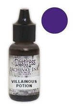 Charger l'image dans la galerie, Tim Holtz® Re-Inkers can be used to re-ink Distress Archival Ink Pads, which are sold separately. They are Acid Free, Non-Toxic and Fade Resistant. Package contains one Tim Holtz® Distress® Archival Re-Inker, 0.5 ounces. Available in assorted colors, each sold separately. Made in the USA. Available at Embellish Away located in Bowmanville Ontario Canada. Villainous Potion.
