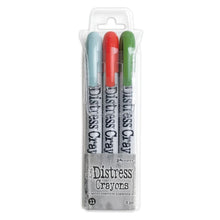 Load image into Gallery viewer, Tim Holtz - Distress Crayon Set - Set #11. Tim Holtz Distress Crayons are formulated to achieve vibrant coloring effects on porous surfaces for mixed-media. The smooth water-reactive pigments are ideal for creating brilliant backgrounds, watercoloring and more. This package contains three 5.25 inch long crayons in Speckled Egg, Crackling Campfire and Rustic Wilderness Distress. Available at Embellish Away located in Bowmanville Ontario Canada.
