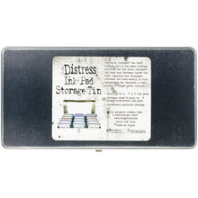 Load image into Gallery viewer, Tim Holtz - Distress Ink Pad Tin. The ideal storage for Tim Holtz Distress Ink Pads and Distress Oxide Ink Pads (sold separately). Organize and transport ink pads easily in this convenient tin. Features a clear window and hinged metal closure. Available at Embellish Away located in Bowmanville Ontario Canada.
