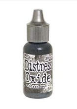 Charger l'image dans la galerie, Tim Holtz - Distress Oxides Reinker. Tim Holtz-Ranger Distress Oxides Reinkers. This water-reactive dye and pigment ink fusion creates an oxidized effect when sprayed with water. Use to re-ink Distress Oxide Ink Pads (sold separately). Available at Embellish Away located in Bowmanville Ontario Canada. Black Soot
