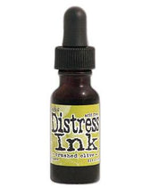 Charger l'image dans la galerie, Tim Holtz - Distress  Reinker. Create an aged look on papers, fibers, photos and more! This package contains one 0.5oz bottle of distress ink. Acid free. Conforms to ASTM D4236. Comes in a variety of colors. Each sold separately. Available at Embellish Away located in Bowmanville Ontario. Crushed Olive
