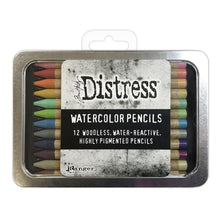Charger l'image dans la galerie, Tim Holtz - Distress Watercolor Pencils 12/Pkg Set 2. These are woodless watercolor pencils formulated to achieve vibrant coloring effects on porous surfaces. Water-reactive pigments are ideal for water coloring, shading, sketching, etc. Available at Embellish Away located in Bowmanville Ontario Canada.
