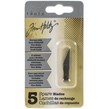 Load image into Gallery viewer, Tim Holtz - Retractable Craft Knife Refill Blades - 5 per Pkg. Be prepared with these spare replacement blades by Tonic Studios. For use with item 3356eUS Tim Retractable Craft Knife (sold separately). Imported. Available at Embellish Away located in Bowmanville Ontario Canada.

