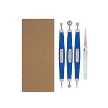 Load image into Gallery viewer, The Tonic Studios Craft Tool Set is perfect for use with floral creative dies, punches and stamp sets! The package contains large, medium and mini double-headed embossing tools, tweezer and one 6.5x3 inch embossing mat. Imported. Available at Embellish Away located in Bowmanville Ontario Canada.
