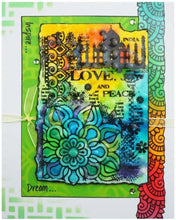 Cargar imagen en el visor de la galería, Woodware - Clear Singles Stamp - Indian Treasures. One stamp that incorporates several different images including a large mandala. A great grungy piece. Size: 3.75x5.5 inches. Available at Embellish Away located in Bowmanville Ontario Canada.

