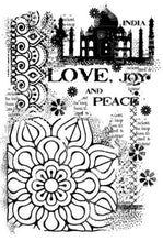 Cargar imagen en el visor de la galería, Woodware - Clear Singles Stamp - Indian Treasures. One stamp that incorporates several different images including a large mandala. A great grungy piece. Size: 3.75x5.5 inches. Available at Embellish Away located in Bowmanville Ontario Canada.
