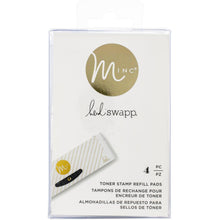 Load image into Gallery viewer, Minc your favorite stamp shapes with the help of this Minc stamp pad! Replace your worn-out Minc Stamp Pad with these refills. Apply Toner ink (sold separately), then use your favorite stamps to add Minc details to scrapbooks, cards, journals, planners, and more. This 2.75x4.25x1.25 inch package contains four toner stamp refill pads. Imported. Available at Embellish Away located in Bowmanville Ontario Canada.
